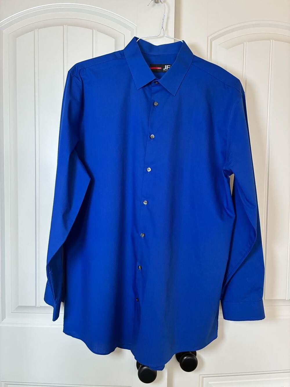 JF J. Ferrar Men's Slim Fit Royal Blue Dress Shirt Size XL 17-17.5 34-35